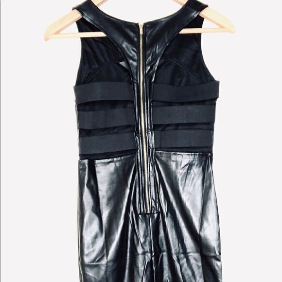 Chocolate Black Faux Leather Strappy Sleeveless Dress - Picture 6 of 9